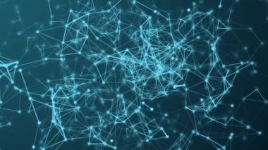 Çizgilerin ve noktaların soyut birleşimi uzayda pürüzsüz ve yavaşça dönüyor. Sığ alan derinliği