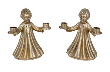 Bir melek figürü şeklinde bronz şamdan