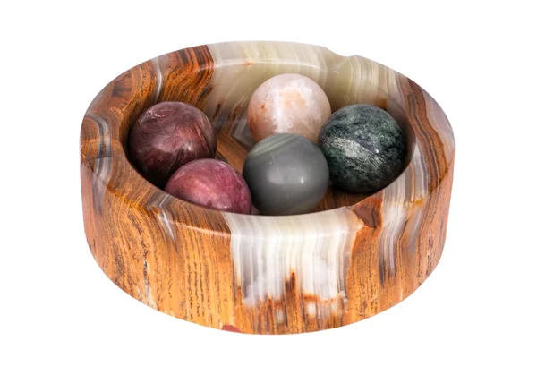 コレクション ボール自然な半貴石鉱物オニックス灰皿 — ストック写真