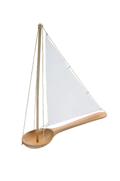 Modelo de madera vela barco cuchara juguete —  Fotos de Stock