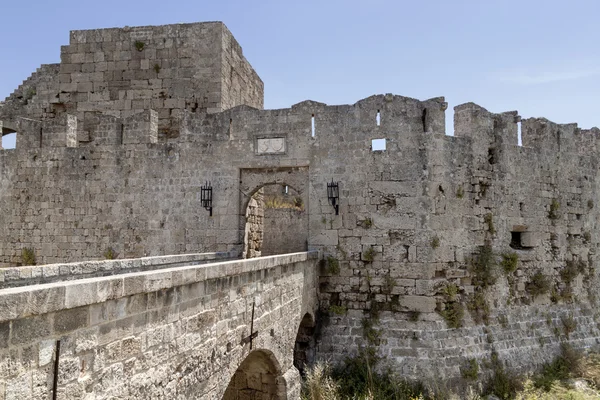 Fortress wall Rhodes — Stock Photo, Image