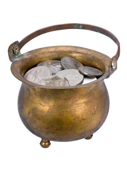 Pot with coins — Stock Photo, Image