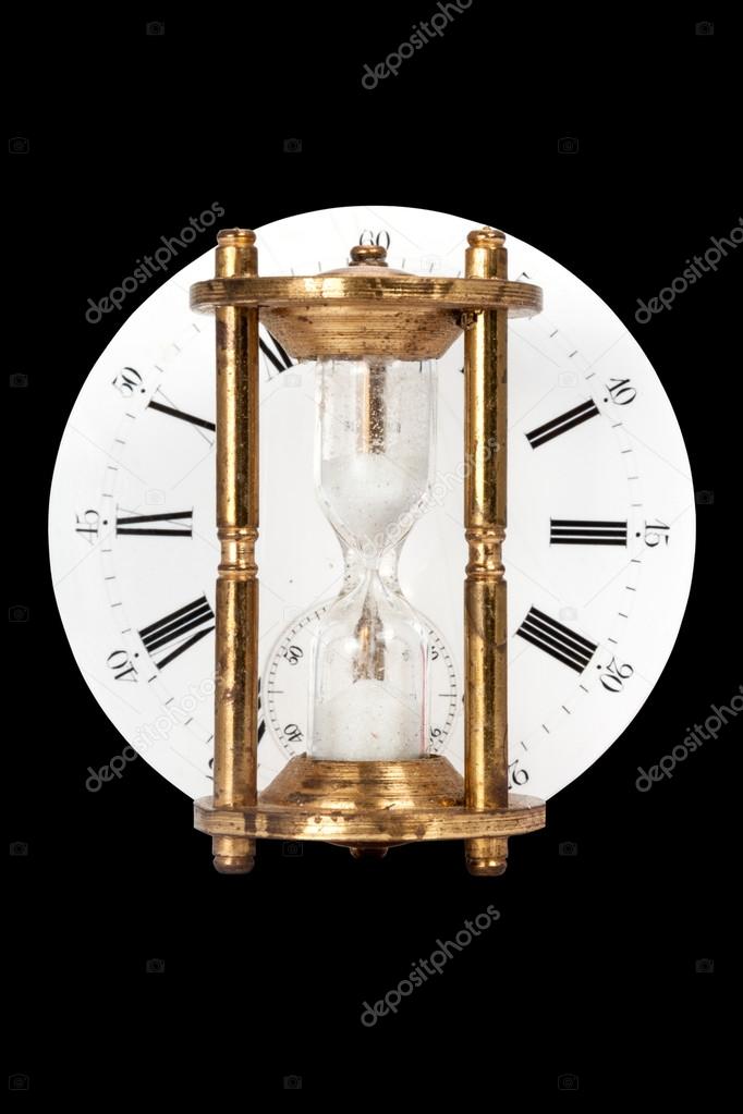 Hourglass on background clock dial