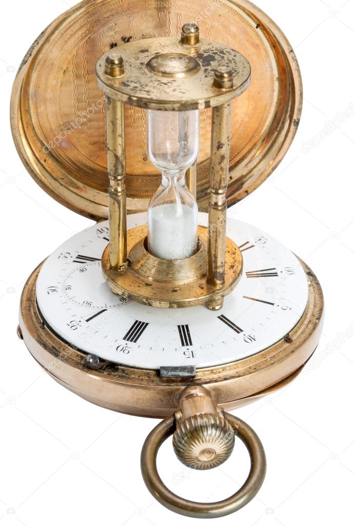 Hourglass with a pocket watch