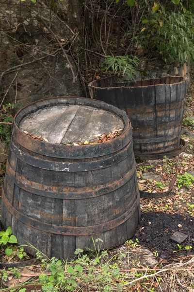 Two half of an old barrel — стоковое фото