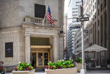 Aşağı Manhattan 'ın Finans Bölgesi' nde Amerikan borsası. Yüksek kalite fotoğraf