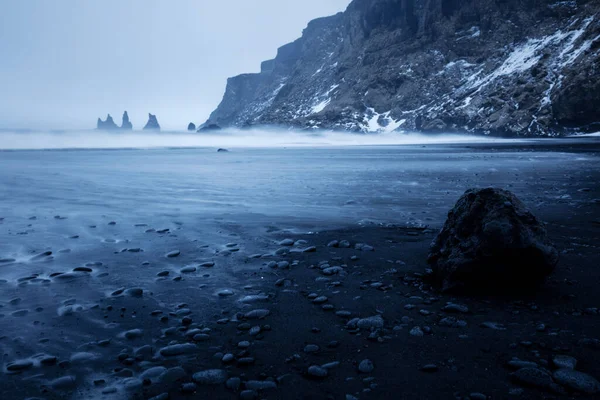 Чорний Піщаний Пляж Рінісфьяри Вік Ліланд Північний Атлантичний Океан — стокове фото