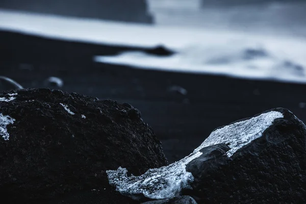 Reynisfjara Kara Kum Sahili Vik Zlanda Kuzey Atlantik Okyanusu — Stok fotoğraf