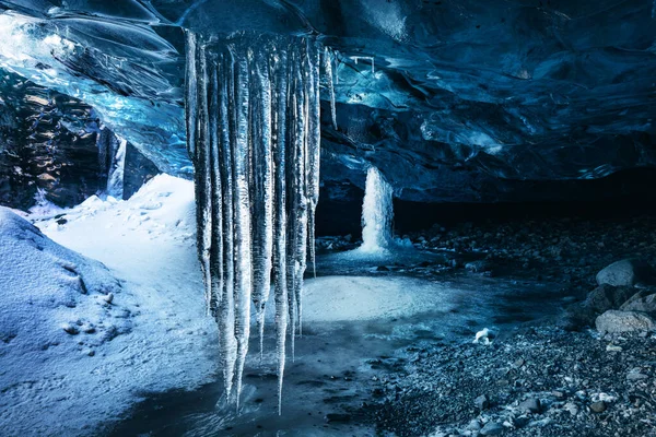 Γαλάζια Υφή Πάγου Στις Σπηλιές Του Παγετώνα Jokulsarlon Ισλανδία Βόρειο — Φωτογραφία Αρχείου