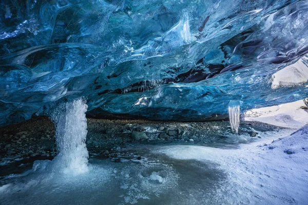 Blue Ice Texture Caves Jokulsarlon Glacier Iceland North Atlantic Ocean — Stock Photo, Image