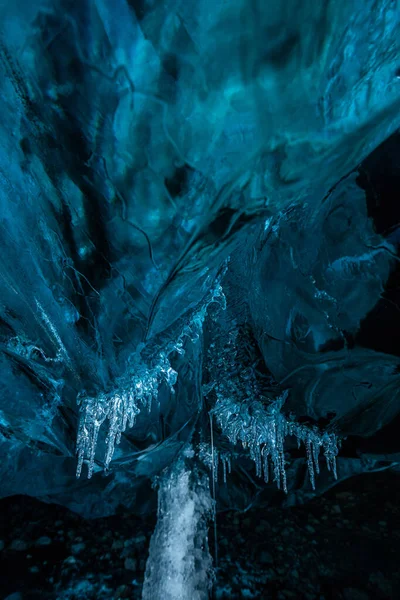 Textura Hielo Azul Las Cuevas Del Glaciar Jokulsarlon Islandia Océano —  Fotos de Stock