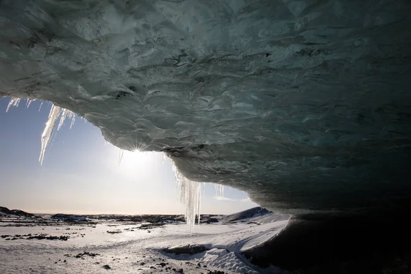 Grottes Glace Bleue Dans Glacier Jokulsarlon Islande Océan Atlantique Nord — Photo