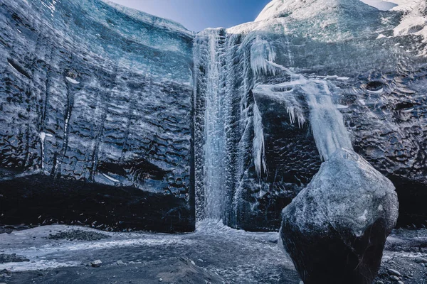 Jokulsarlon Buzullarındaki Buz Mağaraları Zlanda Kuzey Atlantik Okyanusu — Stok fotoğraf