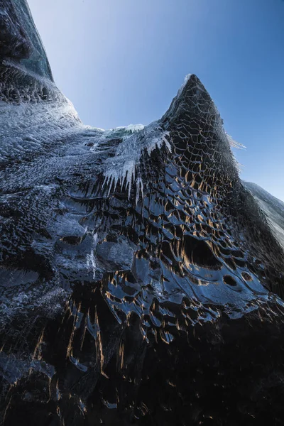 Παγωμένες Σπηλιές Στον Παγετώνα Jokulsarlon Ισλανδία Βόρειο Ατλαντικό Ωκεανό — Φωτογραφία Αρχείου