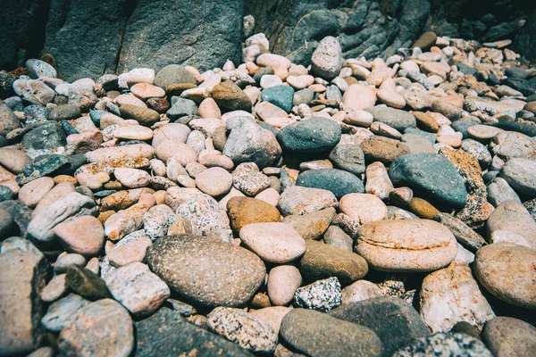 Close Pile Pebbles Ground Illuminated Sunlight — Stock Photo, Image