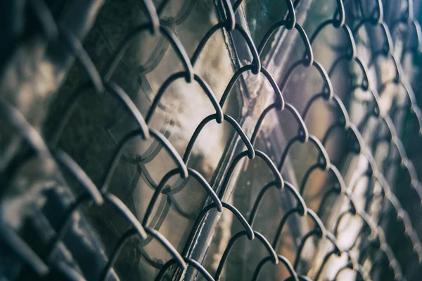 Fence Metal Grid Perspective — Stock Photo, Image