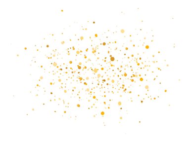 Beyaz arka planda altın parıltı sıçraması. Altın parlayan konfeti. Lüks tatil sınırı. Kutlama dekorasyon sınırı. Parlak parıltılar ve toz. Vektör illüstrasyonu