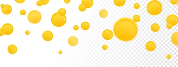 Zlaté Mince Padající Průhledné Pozadí Hra Vyhrává Ikony Peněz Žetony — Stockový vektor