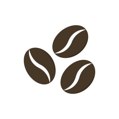 Beyaz arka planda izole kahve çekirdeği ikonları. Arabika, espresso, cappuccino konsepti. Organik kafe. Karanlık sabah içkisi. Tahıl amblemi. Tohum logosu. Kahvaltılık enerji yiyeceği. Vektör illüstrasyonu