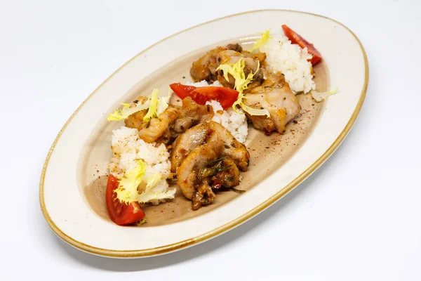 닭고기 카레와 재스민 쌀, 인도 음식 컨셉트 — 스톡 사진