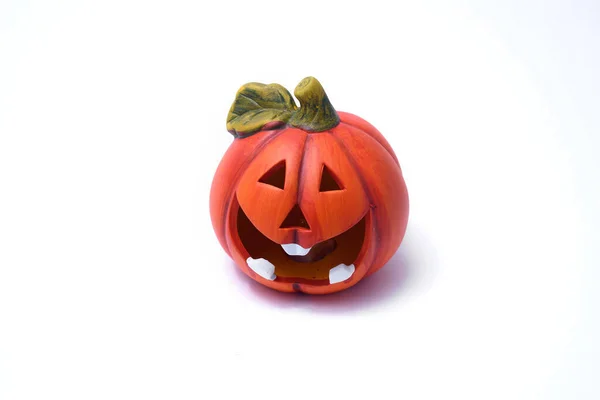 Funny Pumpkin Toy Halloween White Background — Stock Photo, Image