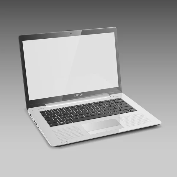 Otwarty srebrny laptop — Wektor stockowy