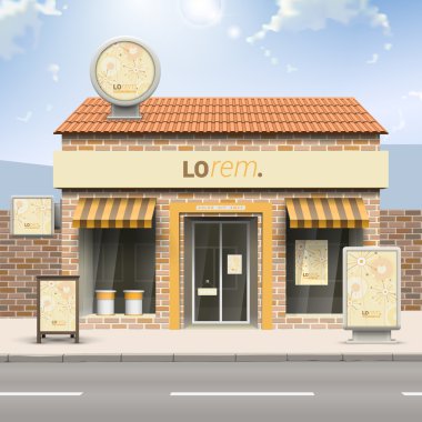 Store with elements of outdoor advertising clipart