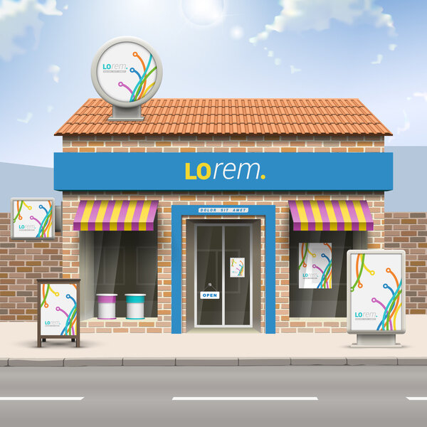 Магазин с элементами наружной рекламы
