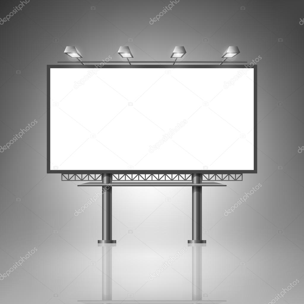 Blank outdoor billboard with lighting