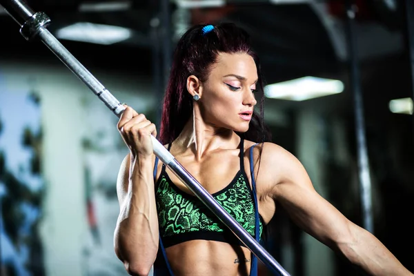 Body Building Workout Fitness Junge Frau Trainiert Fitnessstudio Crossfit — Stockfoto