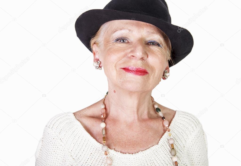 Studio portrait of senior woman