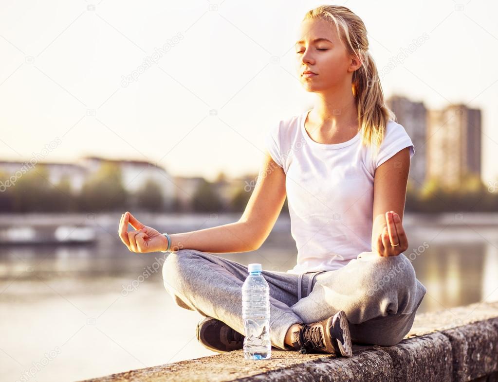 Young girl in yoga pose