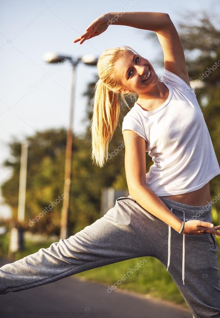 Exercise, girl on training