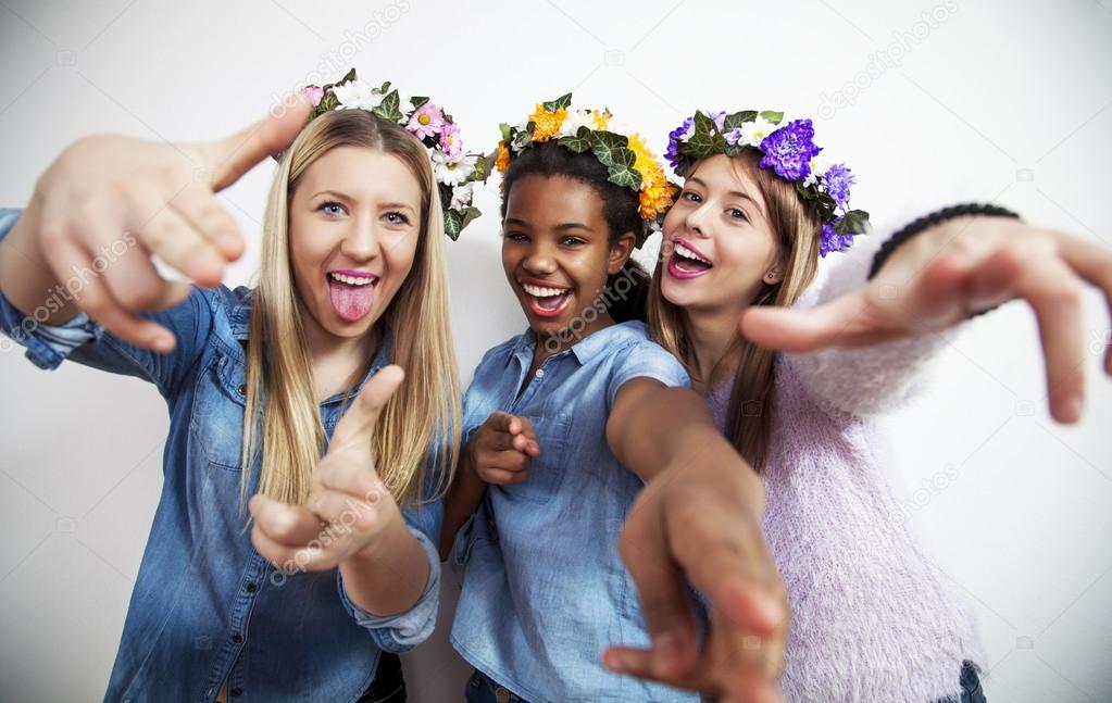 Cute teenage mixed race girls
