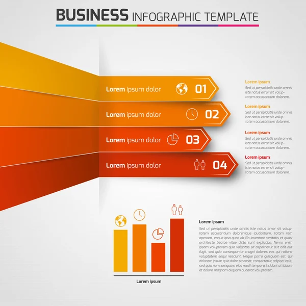 4 étapes flèches processus infographies, arrière-plan léger — Image vectorielle