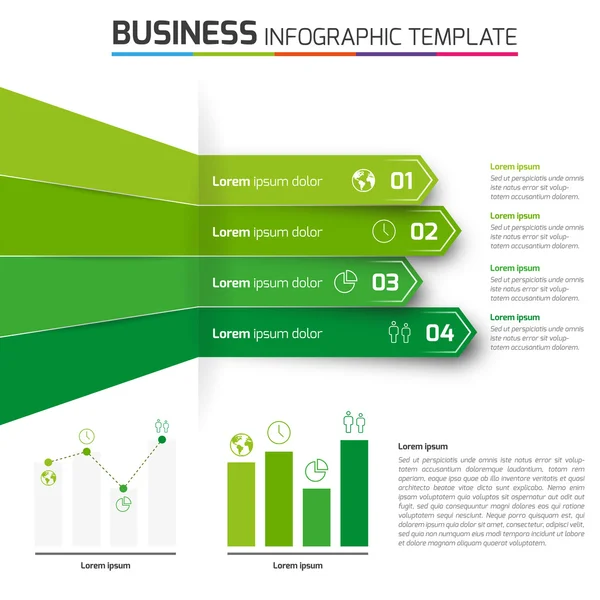 4 étapes flèches processus infographies, arrière-plan léger — Image vectorielle