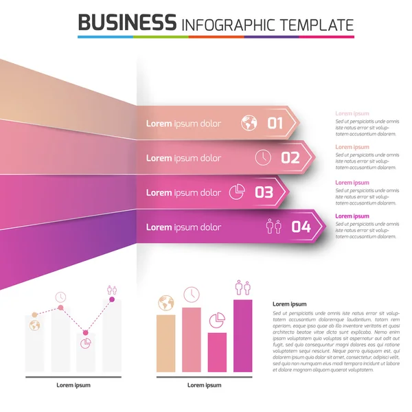 4 steg pilar bearbeta infographics, ljus bakgrund — Stock vektor