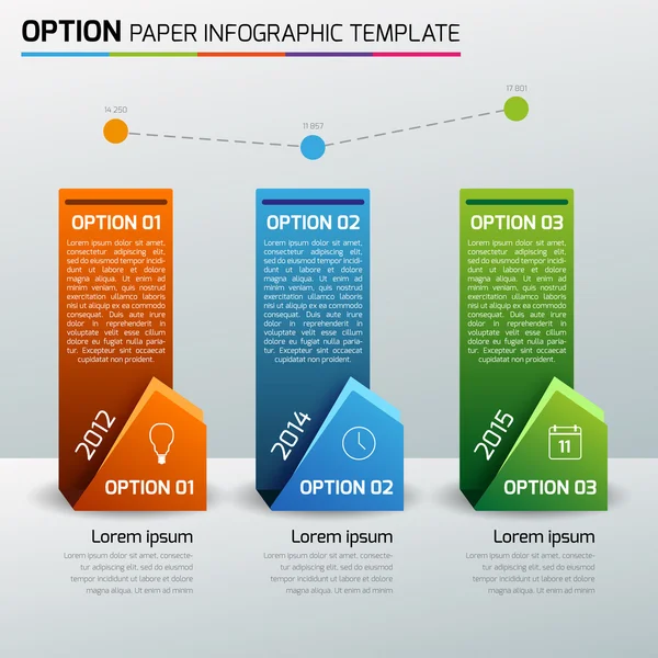Bir, iki, üç - seçenek iş Infographic açık renkli — Stok Vektör