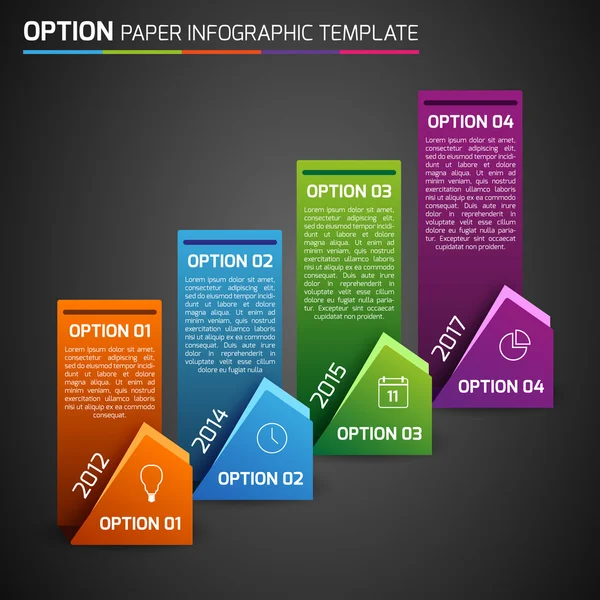 Un, deux, trois, quatre - option infographie d'affaires, fond sombre — Image vectorielle