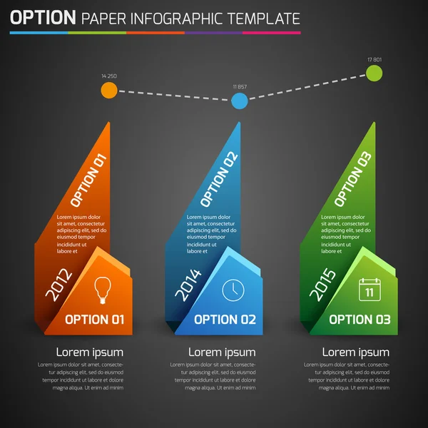 Uno, dos, tres, cuatro - opción infografía de negocios, fondo oscuro — Archivo Imágenes Vectoriales