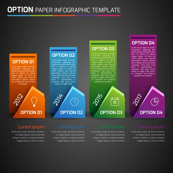 Un, deux, trois, quatre - option infographie d'affaires, fond sombre — Image vectorielle