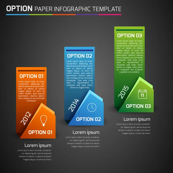 Uno, dos, tres, cuatro - opción infografía de negocios, fondo oscuro — Vector de stock