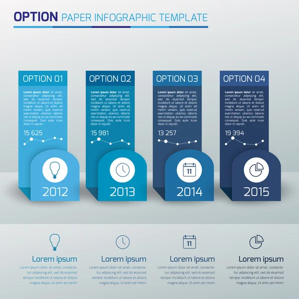 Jeden, dwa, trzy, cztery - opcja biznes infographic, światło, niebieski — Wektor stockowy