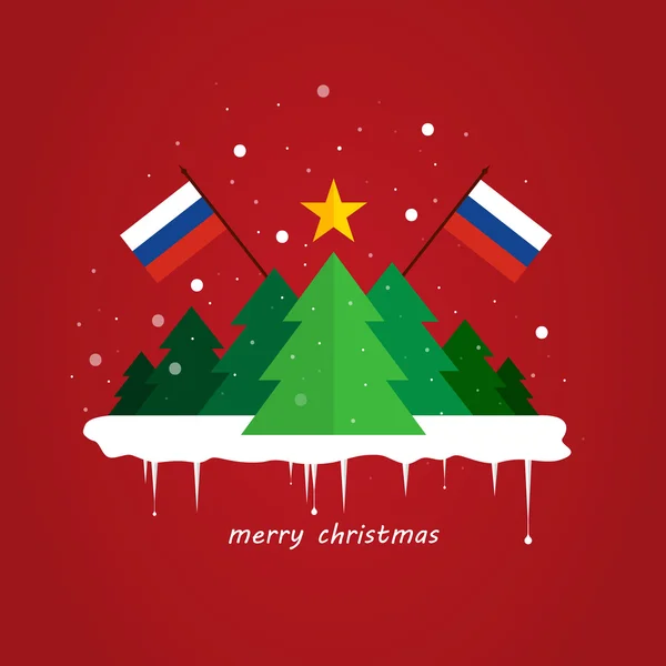 Modern düz Noel ağacı arka plan bayrak ile — Stok Vektör