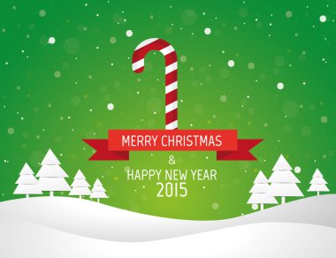 Kar ve ağaç, dilek kartı Noel manzara arka plan