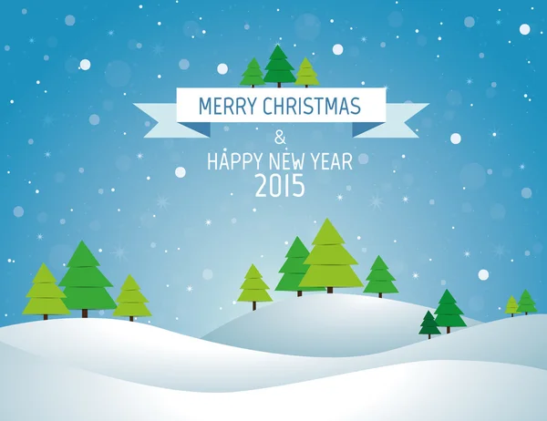 Kar ve ağaç, dilek kartı Noel manzara arka plan
