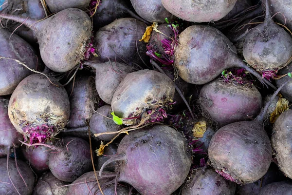 Viele Vitaminreiche Rohe Violette Rote Bete Als Hintergrund Oder Muster — Stockfoto