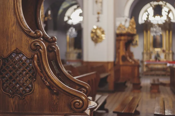 Close up of wooden confessional — Stock Photo, Image