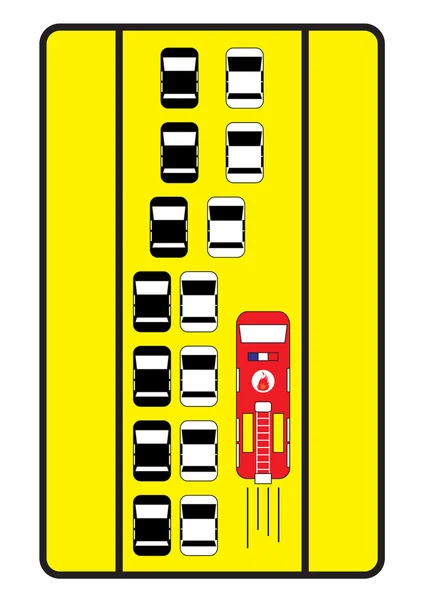 Trafik işareti tavsiye vermek için arabalar doğru yolda motor ateş. 