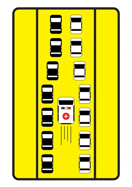 Trafik işaretleri araba ambulans orta yol vermek için tavsiye.